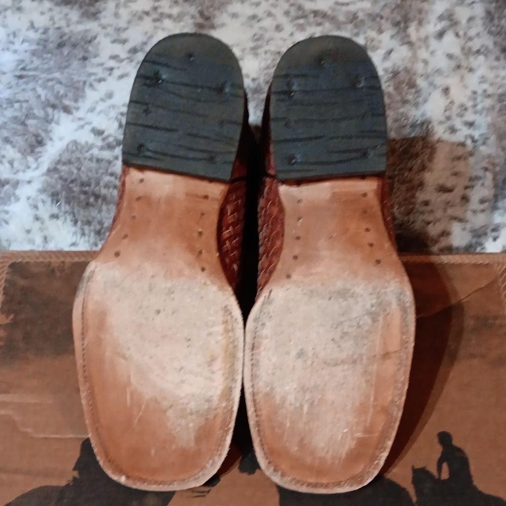 Alfa Western Wear Basketweave Square Toe Boots - Picture 6 of 12
